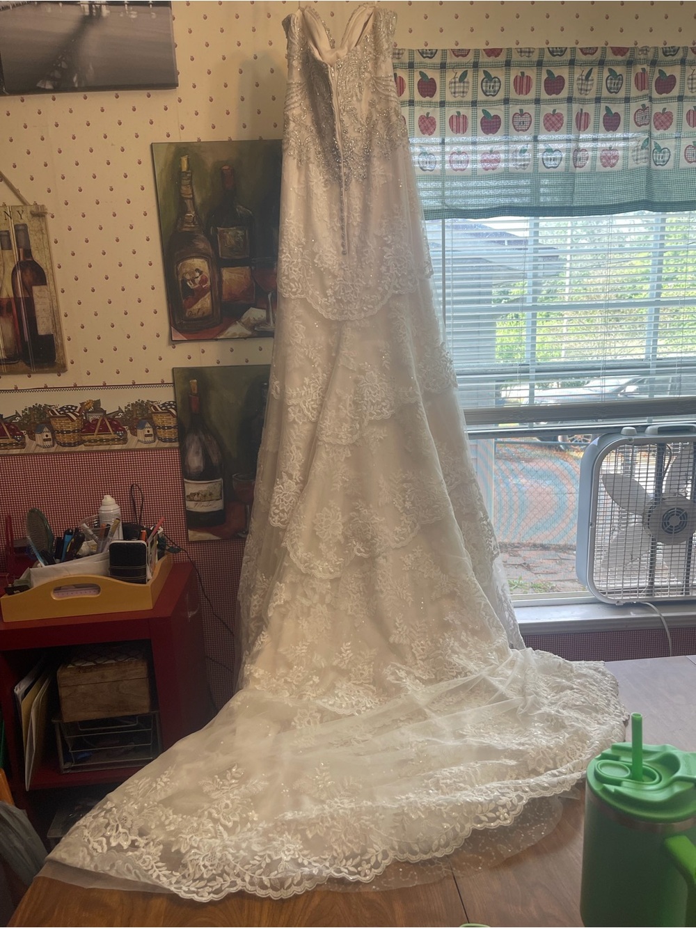 Strapless Beaded Lace Wedding Dress in Ivory
